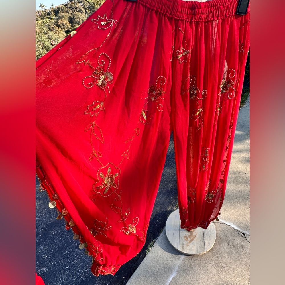 Belly Dance Costume new hand made Bra, trousers, 2 arm sleeves, hat& crop top - Picture 8 of 16